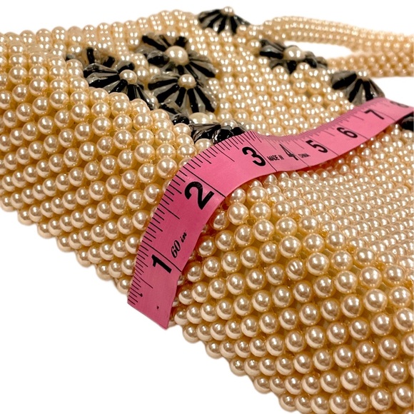 Vintage Floral Faux Pearl and Acrylic Beaded Evening Cocktail Wedding Bag EUC - Picture 13 of 13